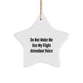 Funny Flight Attendant Gifts for Friends - Do Not Make Me Use My Flight Attendant Voice Star Ornament, Christmas Unique Gifts from Men, Women, Coworkers, Family to Flight Attendants - Image 1